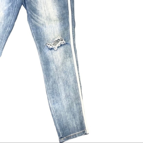 EASEL Los Angeles Blue Distressed Side Stripe Denim Skinny Jeans Size M - Picture 4 of 8